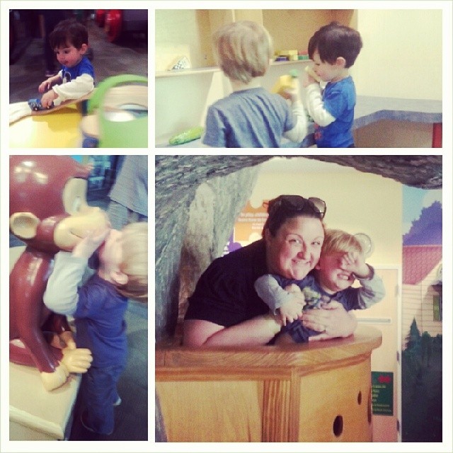 Hanging out at the Discovery Center with Noah today!