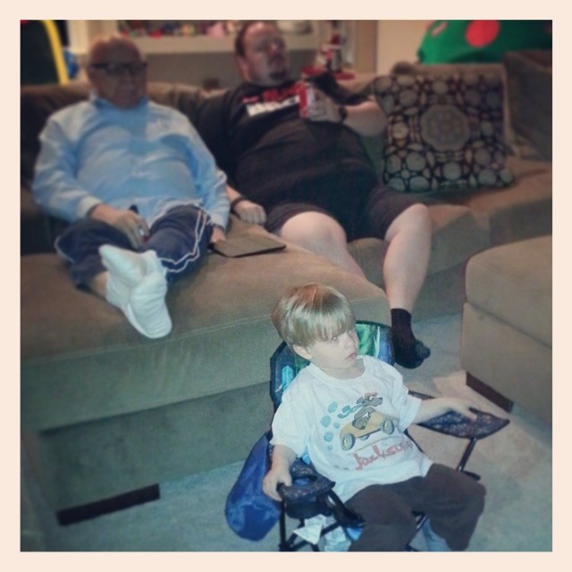 Watching Memphis basketball with Grandpa and Uncle Rusty.